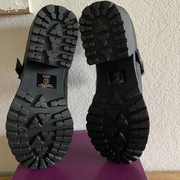 Mary Jane Round Toe Chunky Block Heel Lug Sole Pump Adj. Strap Faux Leather 8.5 - Picture 8 of 9